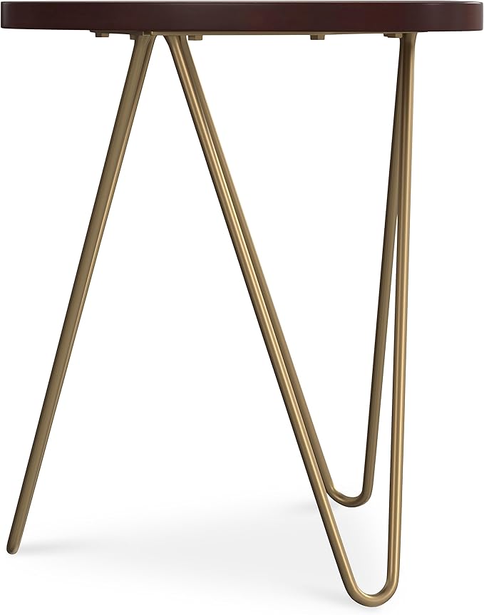 SIMPLIHOME Patrice Modern 18 inch Wide Metal and Wood Accent Side Table in Dark Brown for the Living Room and Bedroom