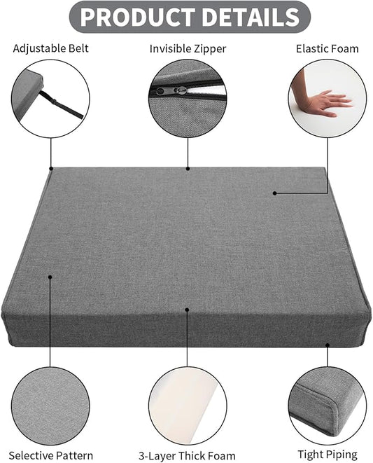 Patio Furniture Sofa Cushion Set Outdoor Living Deep Seating Cushions Thick Foam Replacement Cushion,23.6x23.6 Inch,Medium Grey