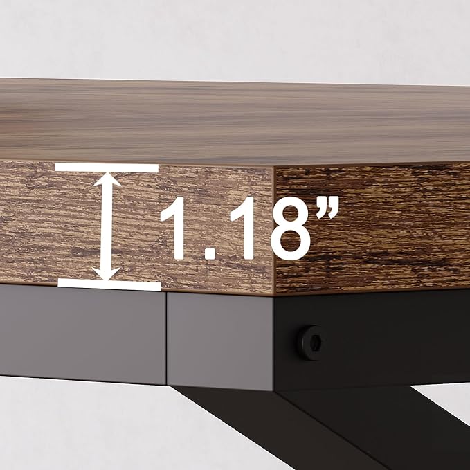HSH Large Rustic Brown Computer Desk, 78 Inch Extra Long Metal Wood Desk for Home Office, Two Person Executive Writing Study Gaming Desk Table, Bedroom Living Room PC Laptop Dual Monitor Desk