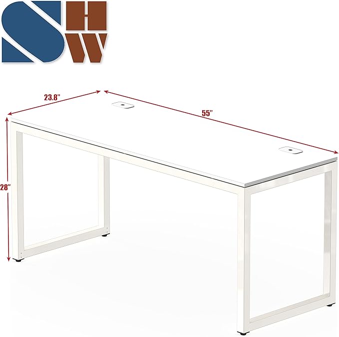 SHW 55-Inch Commercial-Grade Office Computer Desk, White