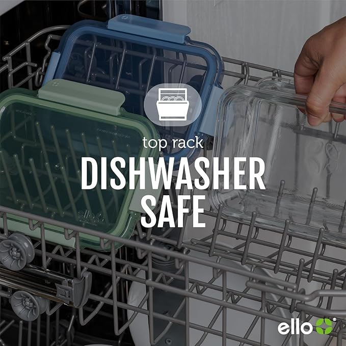 Ello Color Lock 5 Cup 10PC, 5 Pack Glass Meal Prep Sets Leak-Proof Glass Food Storage Containers with Airtight BPA-Free Plastic Lids, Dishwasher, Microwave, and Freezer Safe, Desert Festival