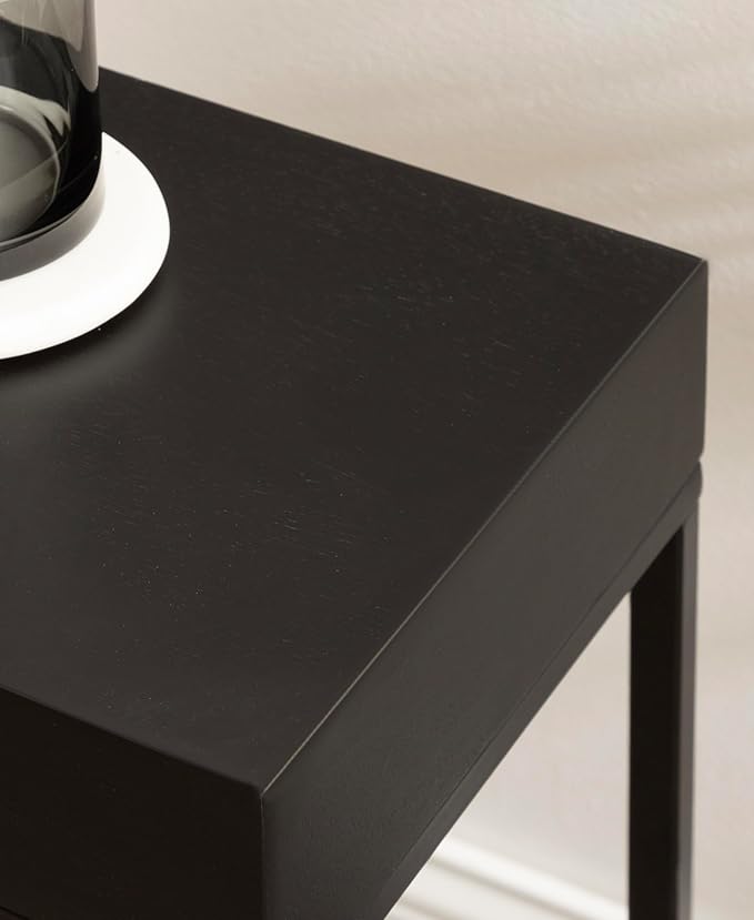 Kate and Laurel Karlsen Modern Wood and Metal Narrow Side Table; 16 x 8 x 24; Black; Minimal Slim End Table for Use as Bedroom Nightstand or Accent Entryway Table