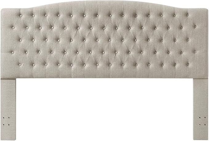 24KF Upholstered Tufted Button Linen Fabric Headboard,Comfortable Fashional Headboard King/CA King Size,Linen