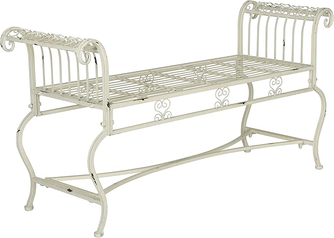 SAFAVIEH Outdoor Collection Brielle Antique White Bench