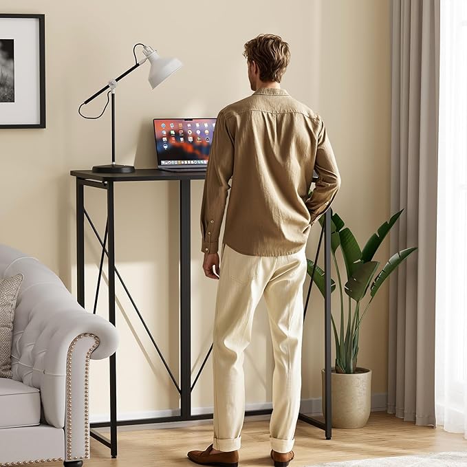 Folding Standing Desk, 39" Foldable Standing Desk, Collapsible Sit Stand Desk for Walking Pad Treadmill Home Office Living Room and Bedroom, 19.68" D x 39.37" W x 43.3" H, Black