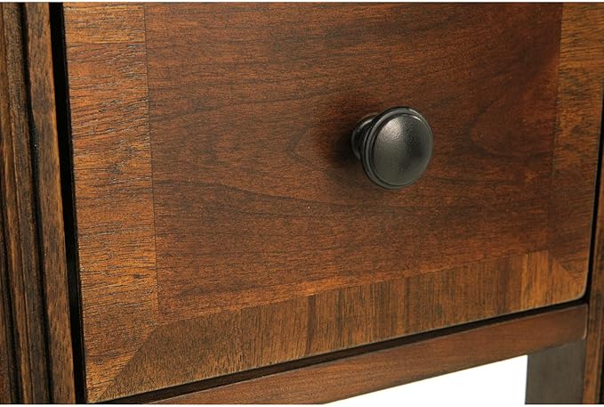 Signature Design by Ashley Breegin Chair Side End Table, 1 Drawer, 1 Fixed Shelf, Veneers, Wood, , 13.13" W x 22.13" D x 23" H, Brown
