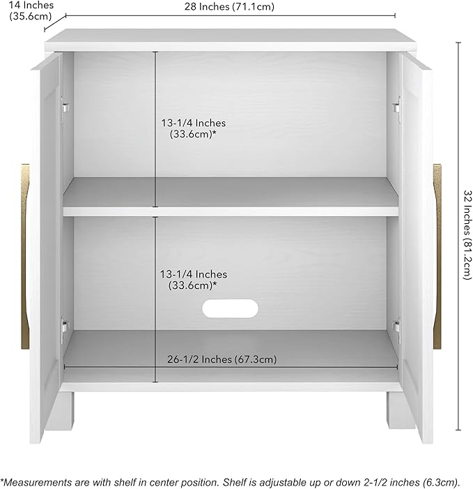 Henn&Hart 28" Wooden Accent Cabinet, Modern Sideboard Buffet Cabinet with 2 Doors and an Adjustable Shelf for Living Room, Dining Room, Bedroom or Entryway, White
