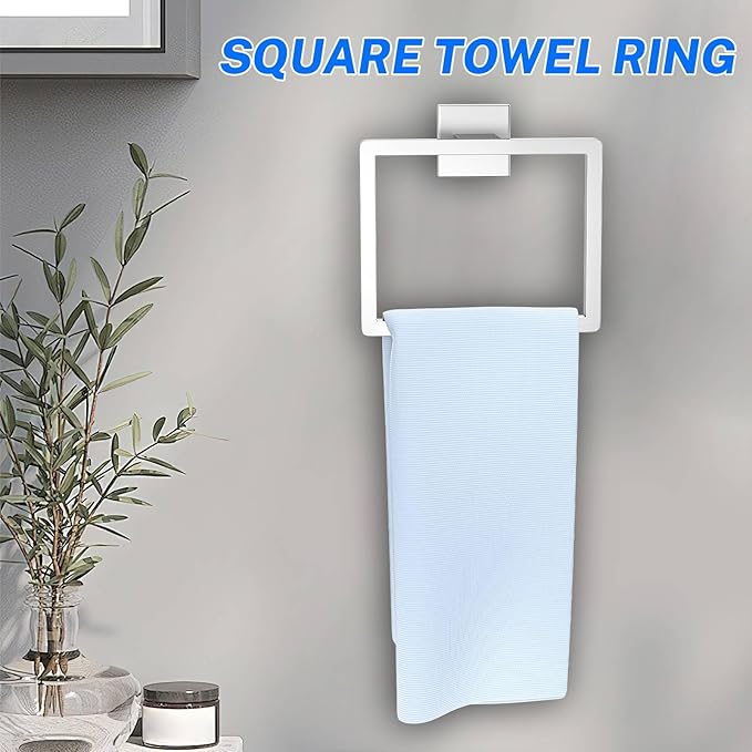 5 Pieces Brushed Nickel Towel Bar Set Bathroom Hardware Accessories Set Include 23.6 Inch Towel Bar Toilet Paper Holder Towel Ring Coat Hooks SUS304 Stainless Steel Wall Mounted Towel Holder Set