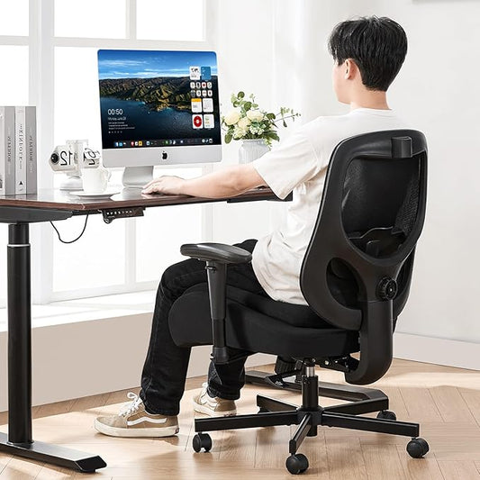 Ergonomic Home Office Desk Chair,Breathable Mesh Chair with Expanded High Back Lumbar Support,Adjustable Height (Classic)