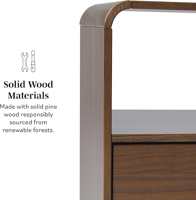 Elias Modern Curved-Frame Solid Wood Nightstand