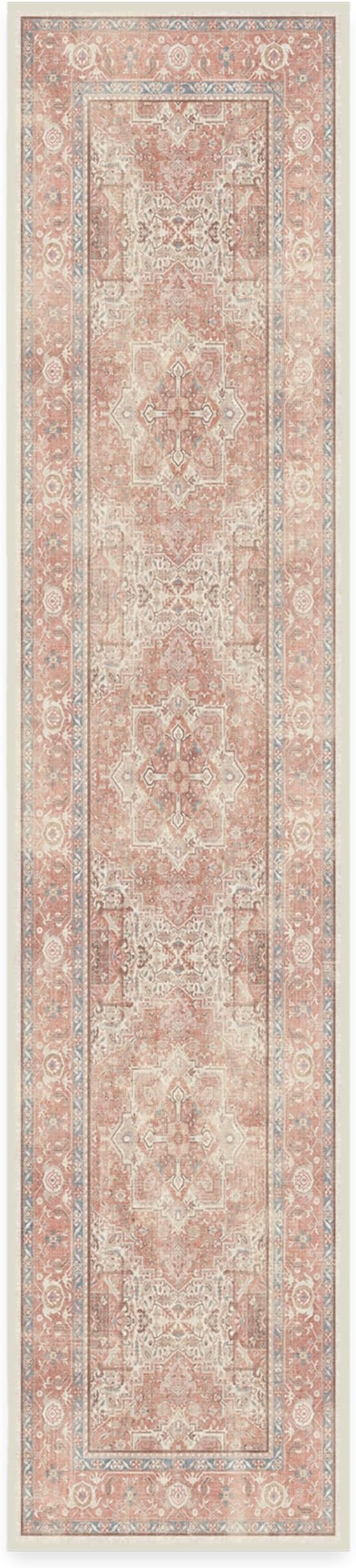 RUGGABLE Washable Runner Rug – Kamran Rose Pink 2.5x12, Stain-Resistant, Non-Slip Hallway Runner – Machine Washable Rug for Hallway, Entryway, Living Room & Kitchen–with Standard Pad