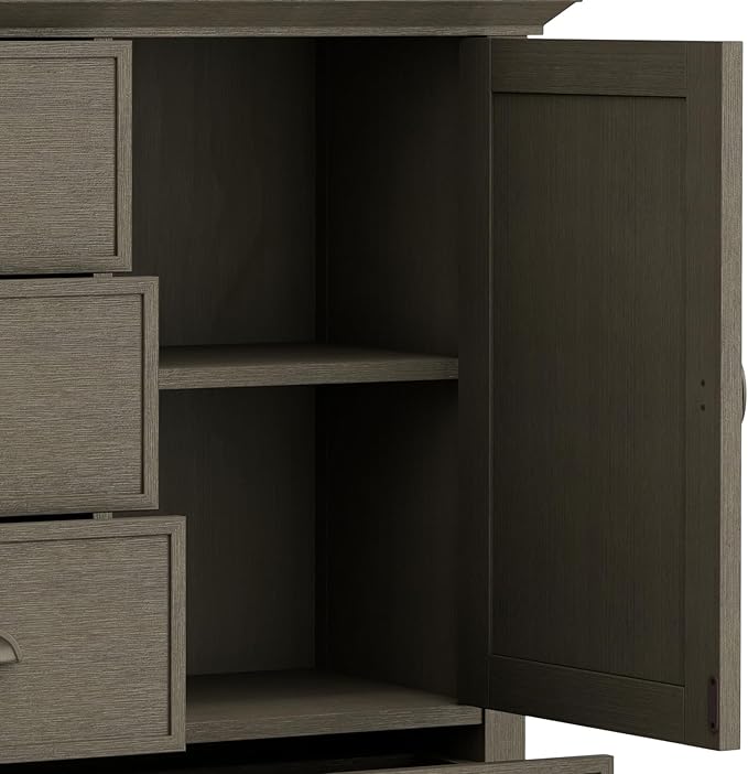 SIMPLIHOME Redmond SOLID WOOD 39 inch Wide Transitional Medium Storage Cabinet in Farmhouse Grey for the Living Room, Entryway and Family Room