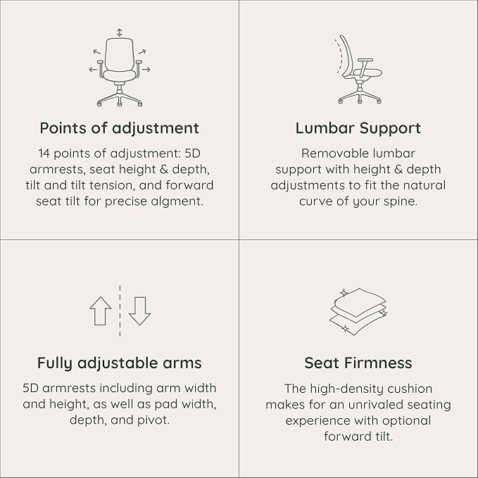 Branch Ergonomic Chair Pro - Mesh Office Chair with 14 Points of Adjustment - Height, Depth & Tilt Adjustable - 5D Armrests - Forward Tilt, Smooth Recline, and Lumbar Support - Spark