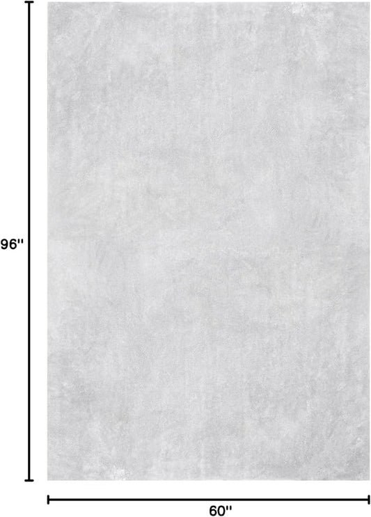 nuLOOM 5' x 8' Cozy Plush Area Rug, Machine Washable, Non-Slip, Soft Fluffy Shag Carpet for Living Room Bedroom Kids Room Nursery Home Decor, Loni Light Grey