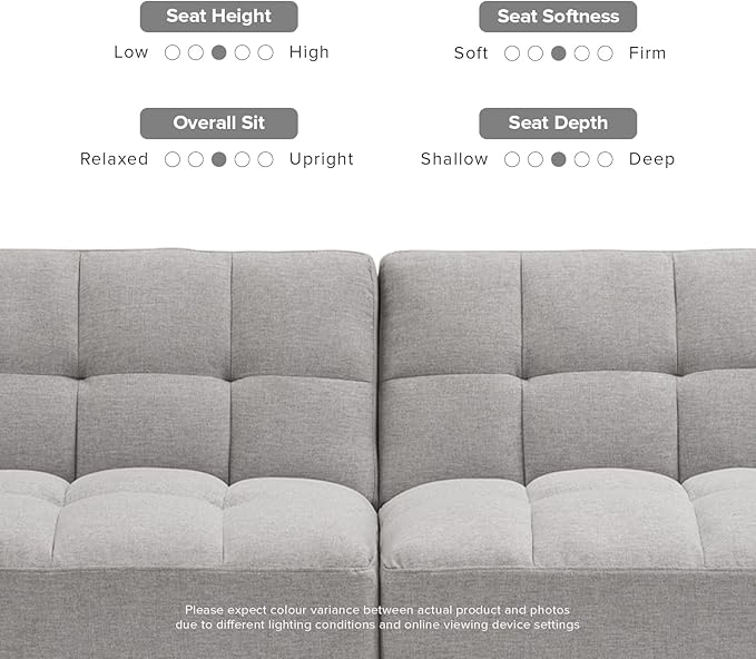 mopio Aaron 76.8" Couch, Small Futon Sofa Bed, Sleeper, Loveseat, Mid Century Modern Futon Couch, Sofa Cama, Couches for Living Room, Bedroom (Light Gray, Fabric)