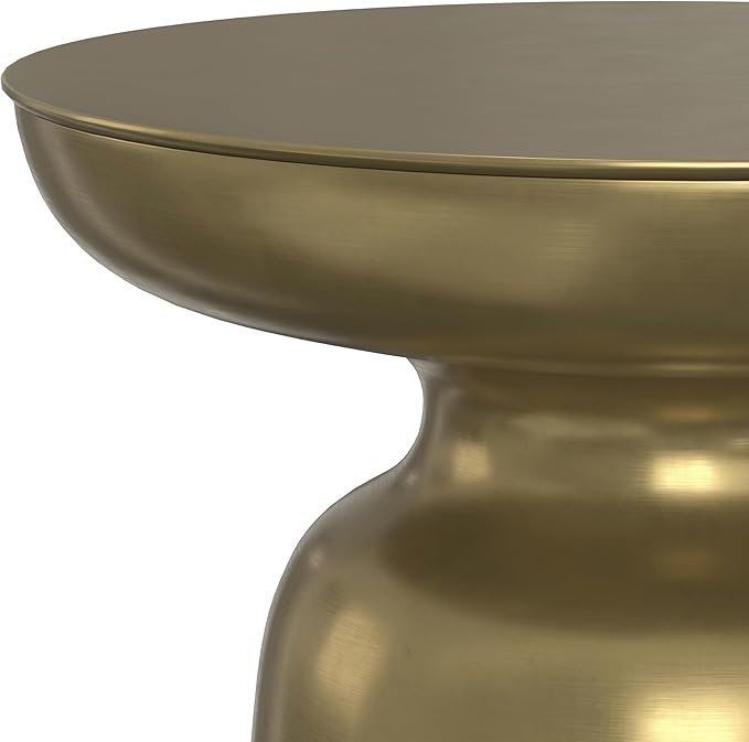 SIMPLIHOME Toby Metal Table - 17 inch Wide Solid Iron Drum Accent Table in Gold and Black Ombre, Industrial Side or End Table for Living Room or Entryway with Sculptural Design, Assembled