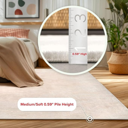 nuLOOM 4' x 6' Cozy Plush Area Rug, Machine Washable, Non-Slip, Soft Fluffy Shag Carpet for Living Room Bedroom Kids Room Nursery Home Decor, Loni White