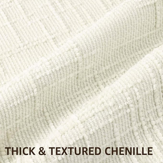 decorUhome Christmas Cream White Chenille Throw Pillow Covers 26x26 Set of 2 Thick Textured Slubby Couch Pillow Covers Farmhouse Accent Modern Neutral Decorative Pillow Cases for Bed Sofa Living Room