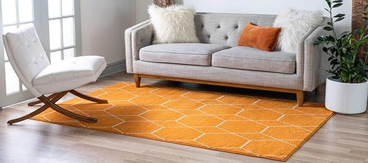 Unique Loom Trellis Frieze Collection Area Rug - Geometric (7' x 10', Orange/ Ivory)