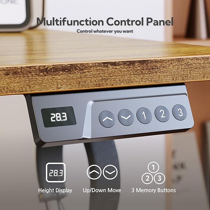 Seang Standing Desk with Drawer, 40" x 24" Height Adjustable Stand Up Desk, 3 Memory Height Settings with Cable Grommets & Storage Hooks, Ideal for Home & Office, Rustic Brown