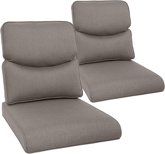Outdoor Chair Cushion Set of 2, Waterproof Outdoor Seat Cushions 25x22, Patio Chair Cushions for Outdoor Furniture, Couch Cushion Replacement, Include 2 Back & 2 Seat Cushions, Smile/Grey