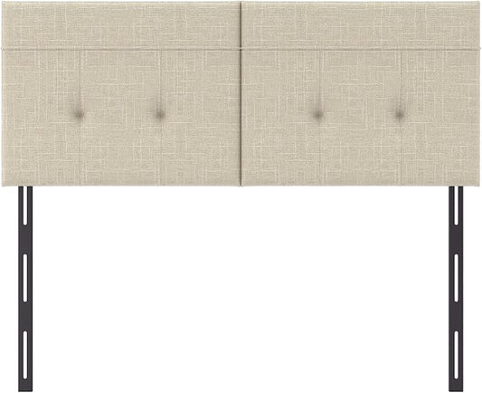 Queen Headboard Only with Adjustable Metal Legs, Faux Leather Upholstered Headboard Queen Size, Modern Stylish Headboard with Sunken Dot Design, Sturdy Bed Headboard for Bedroom, Linen