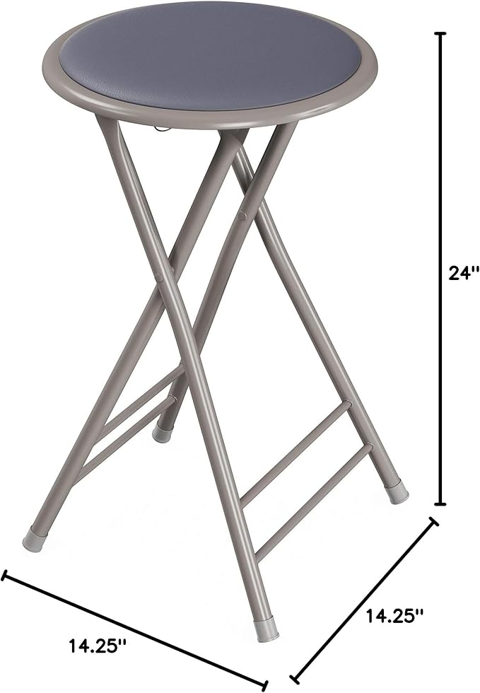 Lavish Home Counter-Height Bar Stools - Set of 2 Heavy-Duty 24-Inch Backless Folding Chairs with 225 LBS Capacity for Kitchen or Rec Room (Gray)