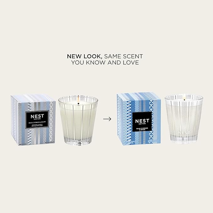 NEST New York Scented Classic Candle, Blue Cypress & Snow - 8.1 oz - Up to 60-Hour Burn Time - Reusable Glass Vessel
