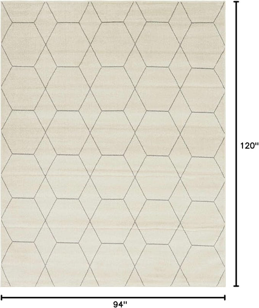 Unique Loom Trellis Frieze Collection Area Rug - Geometric (8' x 10', Ivory/ Gray)