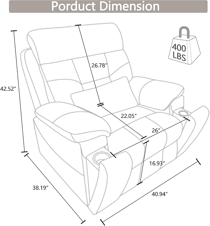 Dual Motor Power Lift Chair Recliners, 180°Lay Flat Sleeping Recliner Chairs for Elderly with Heat Massage, Spacious Seat, Cup Holders, Side Pockets, Lumbar Pillow, Up to 400LBS