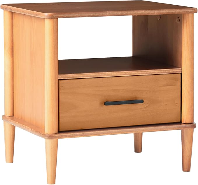 Walker Edison Modern 1-Drawer Nightstand, 20 Inch, Caramel 20-Inch