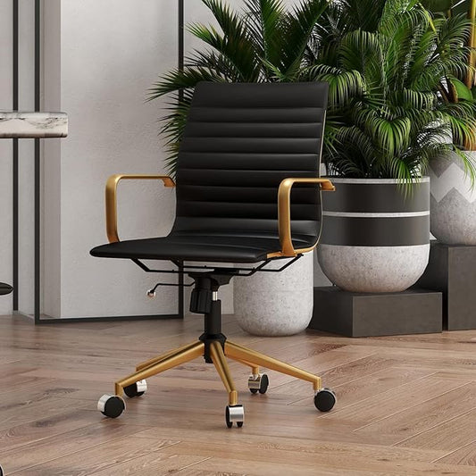 Chair, Desk Computer Chair ,with Armrests ,Ergonomic Office Chair for Home and Office, 17.32 x 22.83 x 35.43 inches, Multiple Colors (Gold Black)