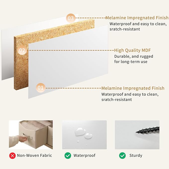 3-Piece Modern Bedroom Furniture Set, Wide 7-Drawer Dresser & 1-Drawer Nightstands Set of 2, Natural Wood Dresser and Nightstand Sets for Bedroom,Hallway, White
