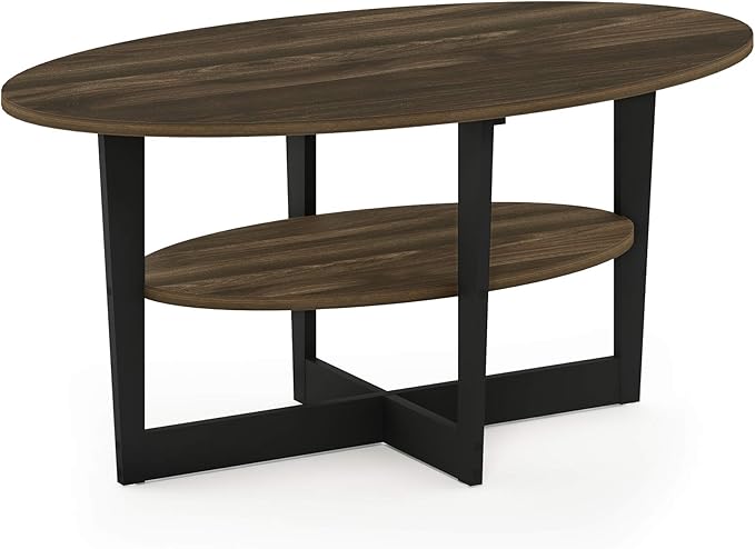 Furinno Coffee Table, 1-Pack, Columbia Walnut/Black