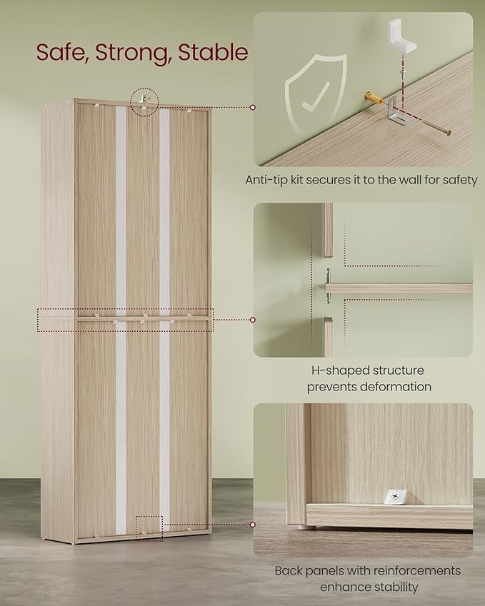 VASAGLE Custos Collection - Bookshelf, 6-Tier Bookcase, Book Shelf, Open Storage Shelf, 9.4 x 23.6 x 63.3 Inches, for Living Room, Home Office, Dinning Room, Natural Beige ULBC166L01