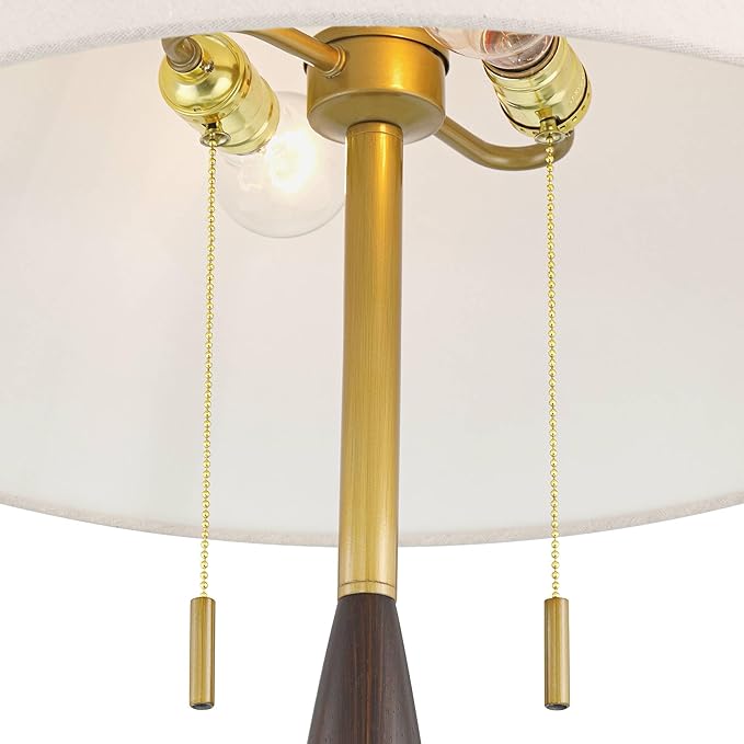 Possini Euro Design Carillo Modern 68" Tall Standing Floor Lamp Pull Chain Espresso Brown Gold Wood Metal Living Room Bedroom House Reading Office Home Decor Entryway Dining Indoor White Shade