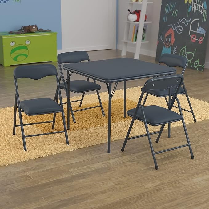 Flash Furniture Mindy Kids Navy 5 Piece Folding Table and Chair Set