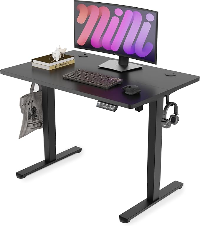 Monomi Standing Desk, 39.4‘’ Small Sit Stand up Height Adjustable Electric Standing Desk with 3 Memory Setting, Ergonomic Home Office Computer Desk, Black