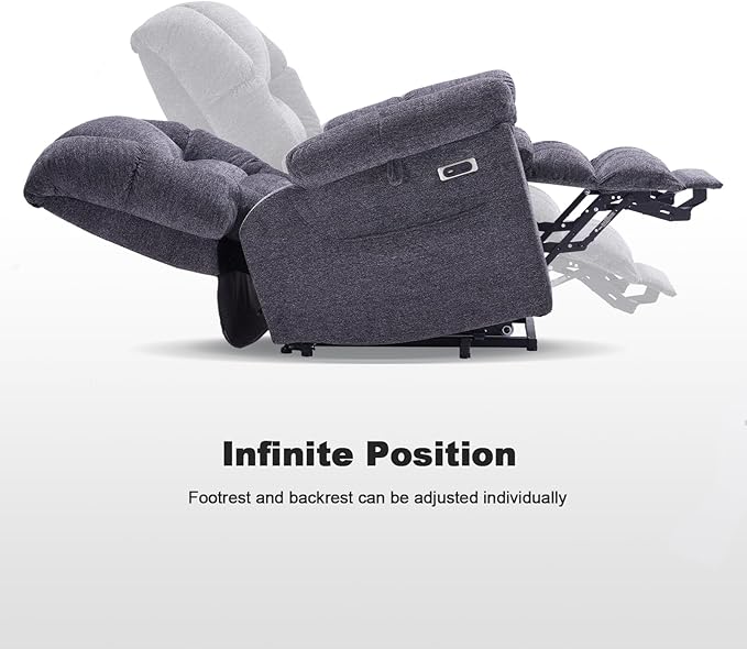 Triple Motor Power Lift Recliner Chair with Massage and Dual Heat for Elderly People, Zero Gravity Lay Flat Recliner Infinite Position, USB Ports(Grey)