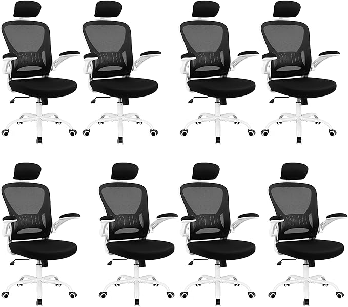 8 Pack Office Chair Ergonomic Desk Chair Comfort Adjustable Height with Wheels,Lumbar Support Mesh Swivel Computer Home Office Chair,Conference Room Chairs