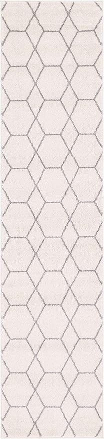 Unique Loom Trellis Frieze Collection Area Rug - Geometric (2' x 8' 8" Runner, Ivory/ Gray)