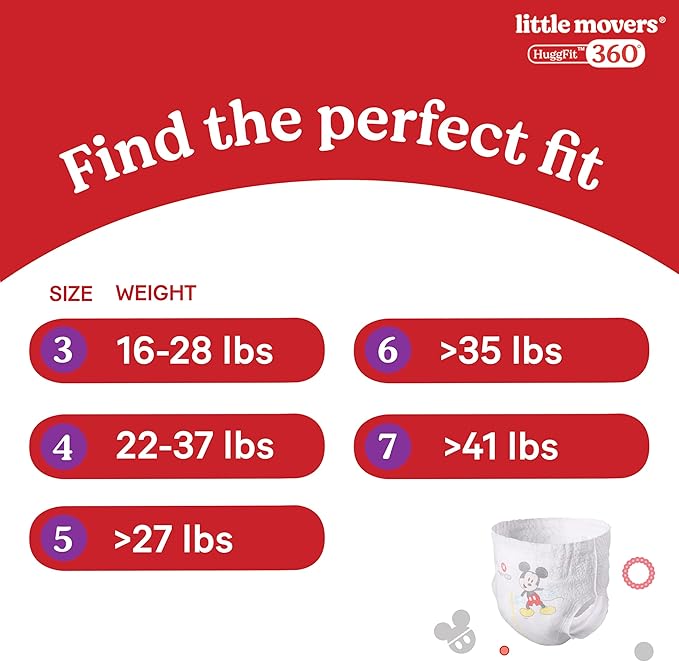 Huggies Size 6 Baby Diapers, Little Movers HuggFit 360° Baby Diapers with 360° Waistband, Size 6 (35+ lbs), 48 Count, Packaging May Vary