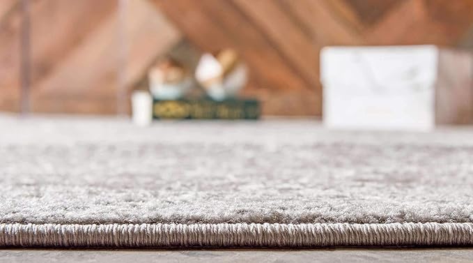 Unique Loom Trellis Frieze Collection Area Rug - Geometric (7' Round, Light Gray/ Ivory)