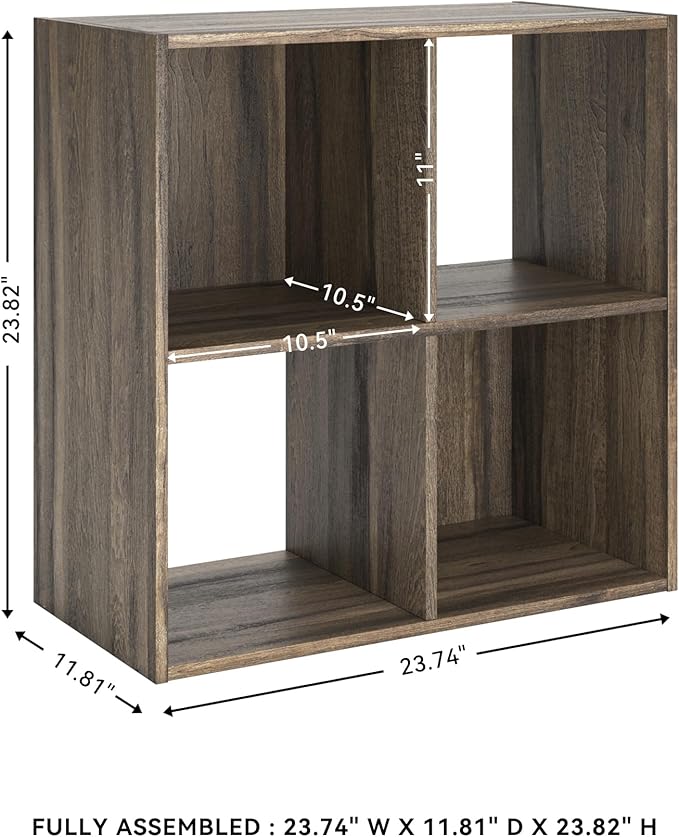 Signature Design by Ashley Shallifer 4 Cube Storage Organizer or Bookcase, Brown
