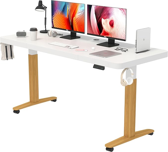 Monomi Electric Standing Desk, 55'' Height Adjustable Ergonomic Home Office Sit Stand Up Desk with Memory Preset Controller, White