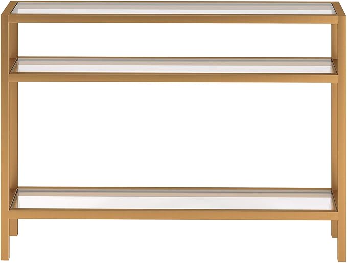 Henn&Hart 42" Wide Rectangular Console Table in Brass, Entryway Table, Accent Table for Living Room, Hallway