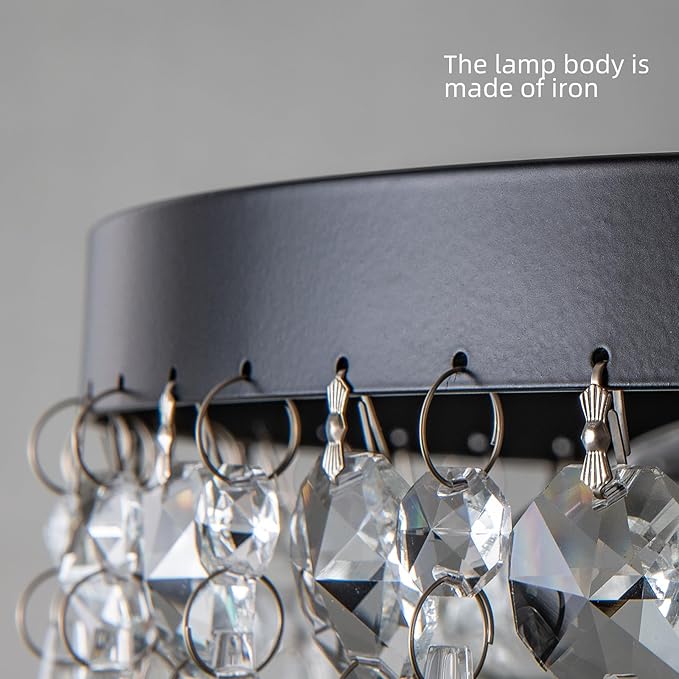 Veronie Crystal Ceiling Light Fixture, 4-Light Modern Semi Flush Mount Ceiling Light, Black Lighting Fixtures Lamp for Hallway, Kitchen, Entryway, Bedroom, Laundry Room