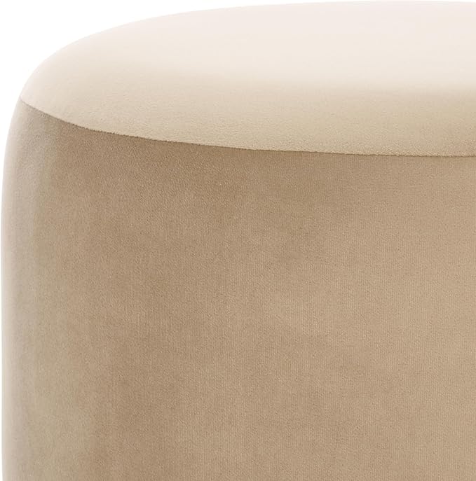 SAFAVIEH Home Collection Naref Tan Brown Velvet Round Ottoman