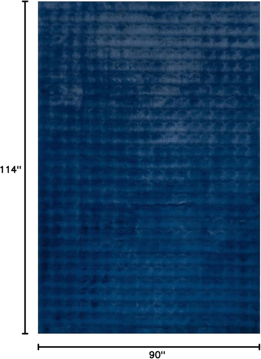 nuLOOM Jeni Checkered 7'6" x 9'6" Machine Washable Area Rug for Living Room Bedroom Dining Room Kitchen, Navy