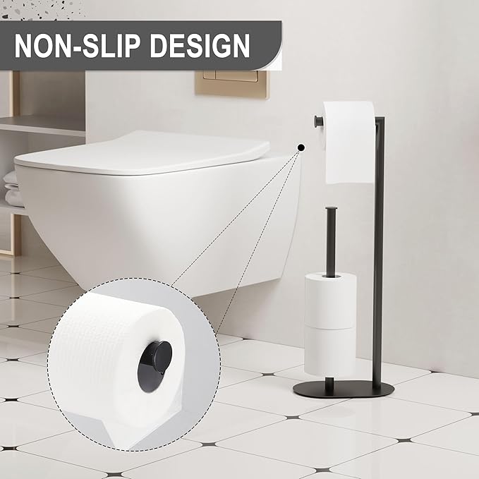 Black Toilet Paper Holder is Crafted from Premium Metal Material,ensuring it Remains Rust-Proof and Durable Over Years of use.